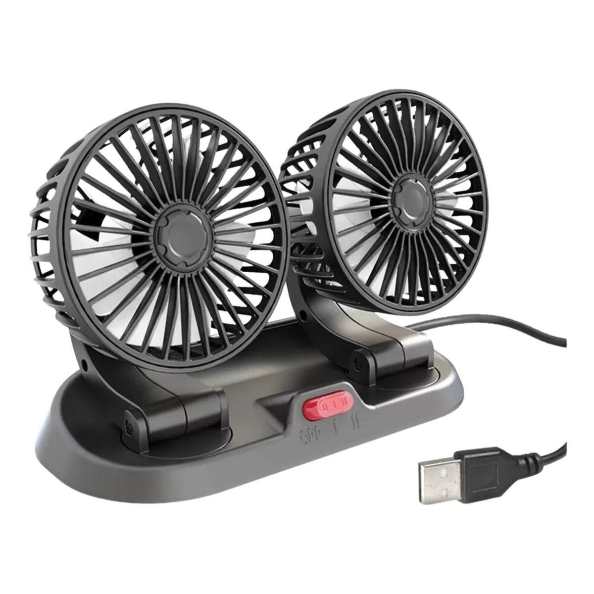 IMPORTCLICK - Mini Ventilador Automóvil USB Doble 5 Aspas Portátil Negro IMPORTCLICK