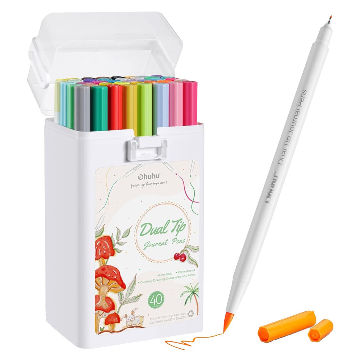 OHUHU - Ohuhu 40 marcadores a base de agua, pincel y fineliner