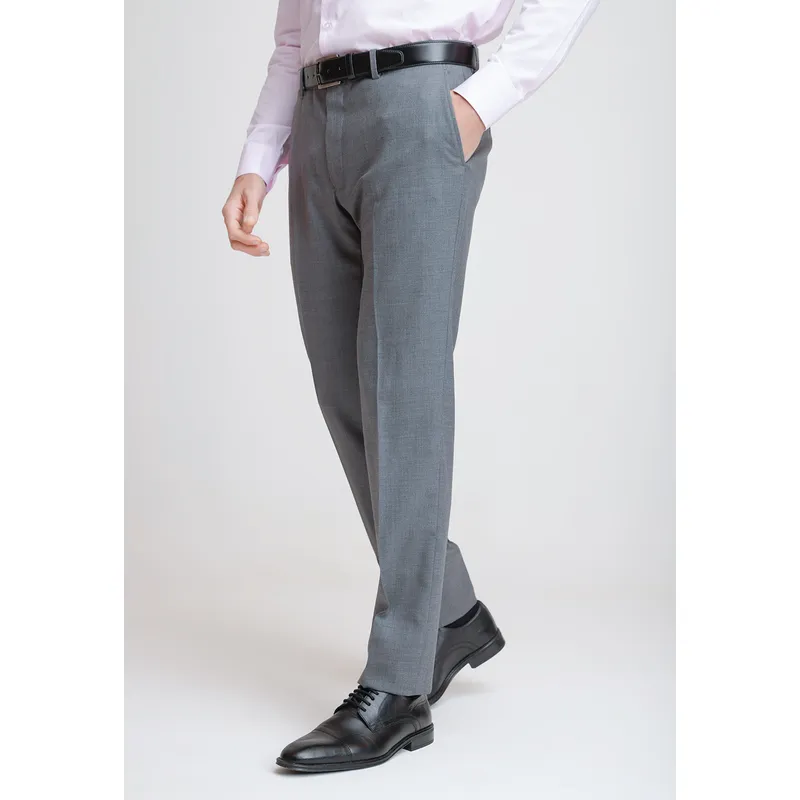 TRIAL - Pantalón Hombre Formal Lana S100'S Liso Slim Perfect Suit Gris