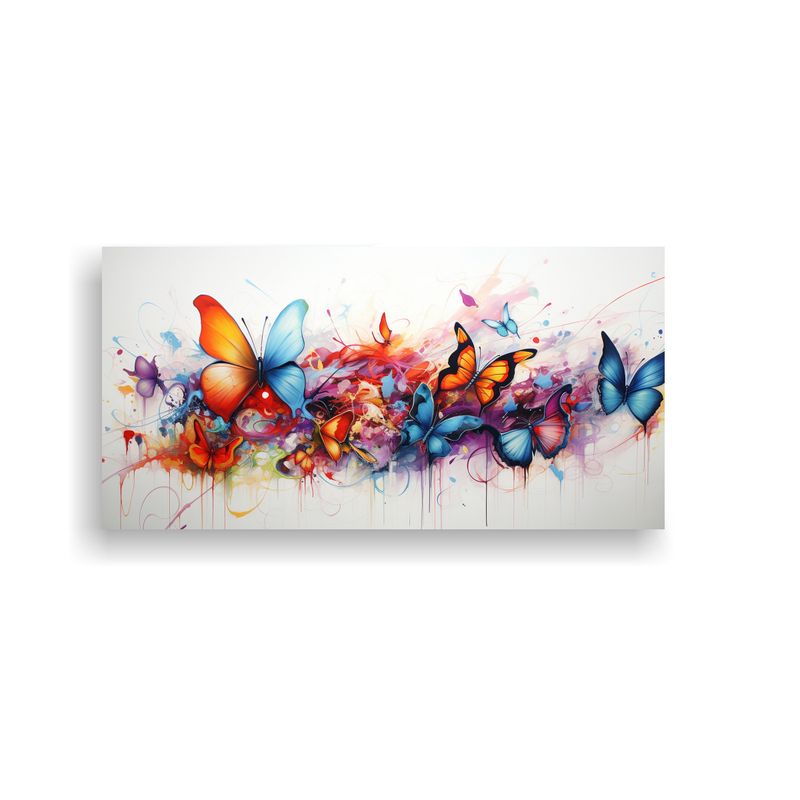 GENERICO - Pintura En Bastidor Mariposas Abstractas Inspiración Minima 160x80cm