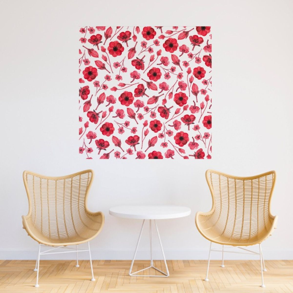 PASQUIN - Poster adhesivo XL Reposicionable Floral Amapolas rojas