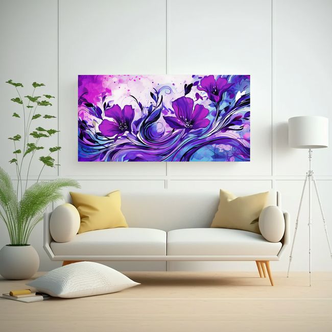 GENERICO - Cuadro Horizontal Pop Art Estilo Medio Pincel, Atmósfera Ne 160x80cm