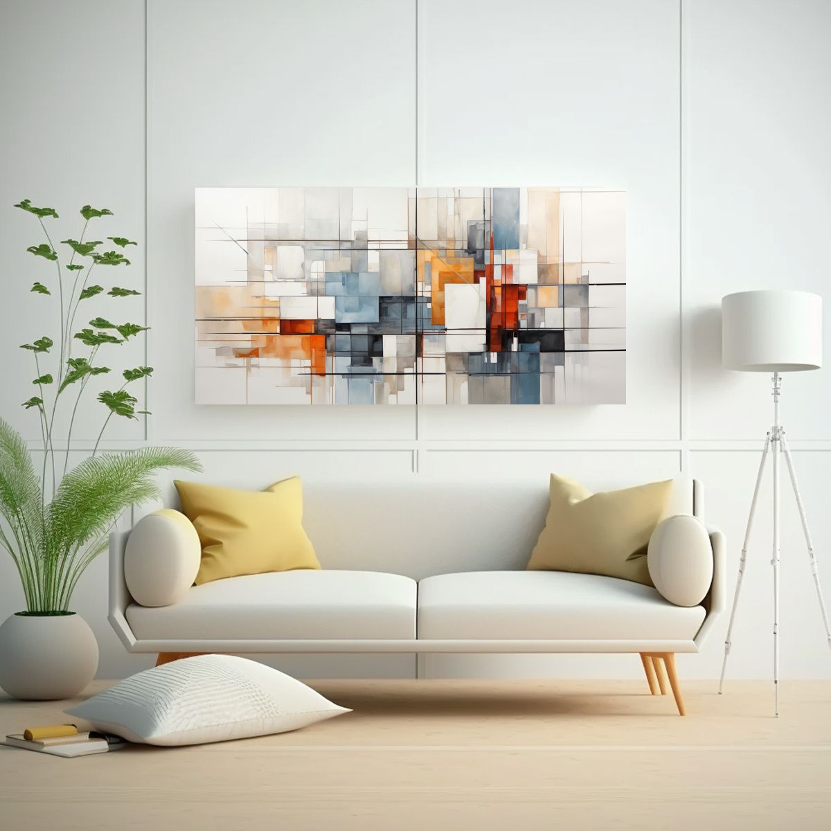 GENERICO - Cuadro Equilibrio Espectacular Líneas De Cuadrícula En Ton 160x80cm