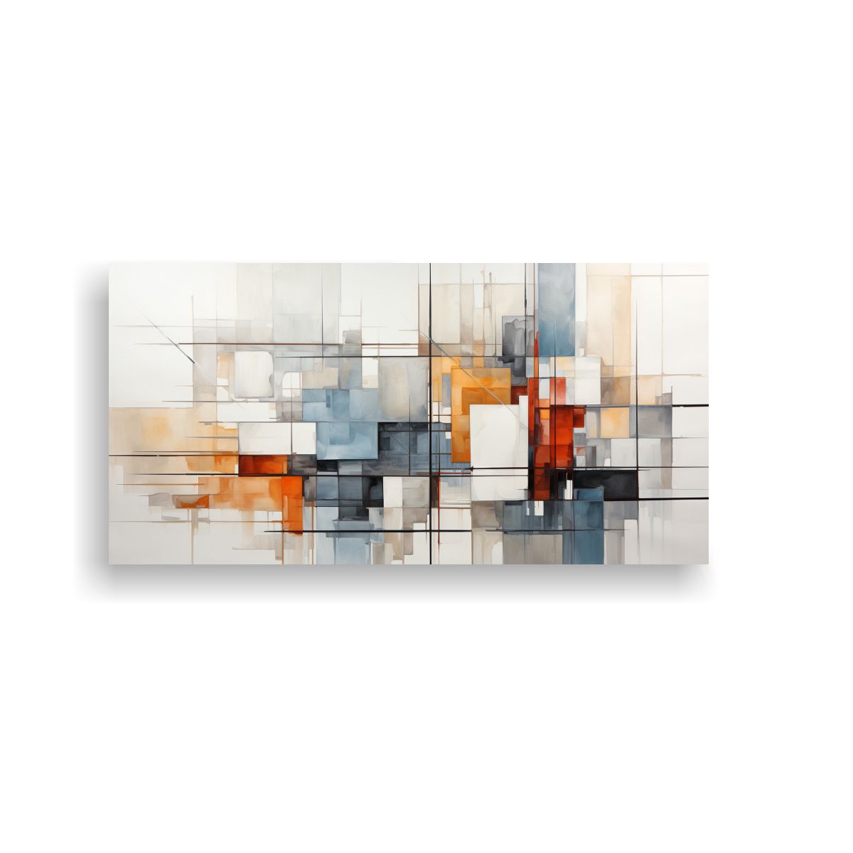 GENERICO - Cuadro Equilibrio Espectacular Líneas De Cuadrícula En Ton 80x40cm