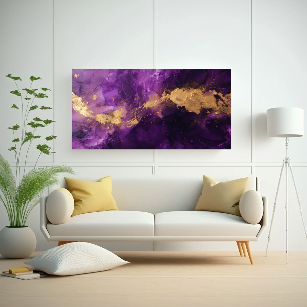 GENERICO - Papel Pintado Armonía Dorada Y Púrpura Profundo Para Decor 160x80cm