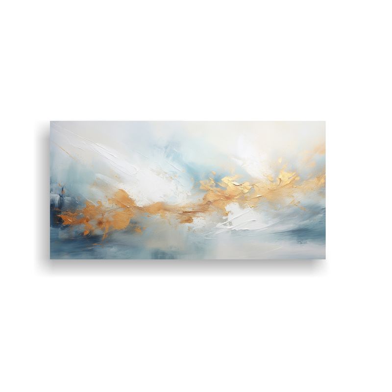 GENERICO - Pintura Abstracta En Fondo Blanco Con Oro Y Cobre 160x80cm