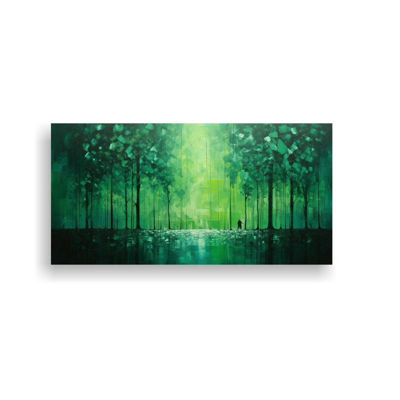GENERICO - Cuadro Abstracto Verde Que Evoca Un Bosque Echoes Of A Fores 160x80cm