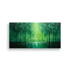 GENERICO - Cuadro Abstracto Verde Que Evoca Un Bosque Echoes Of A Fores 160x80cm