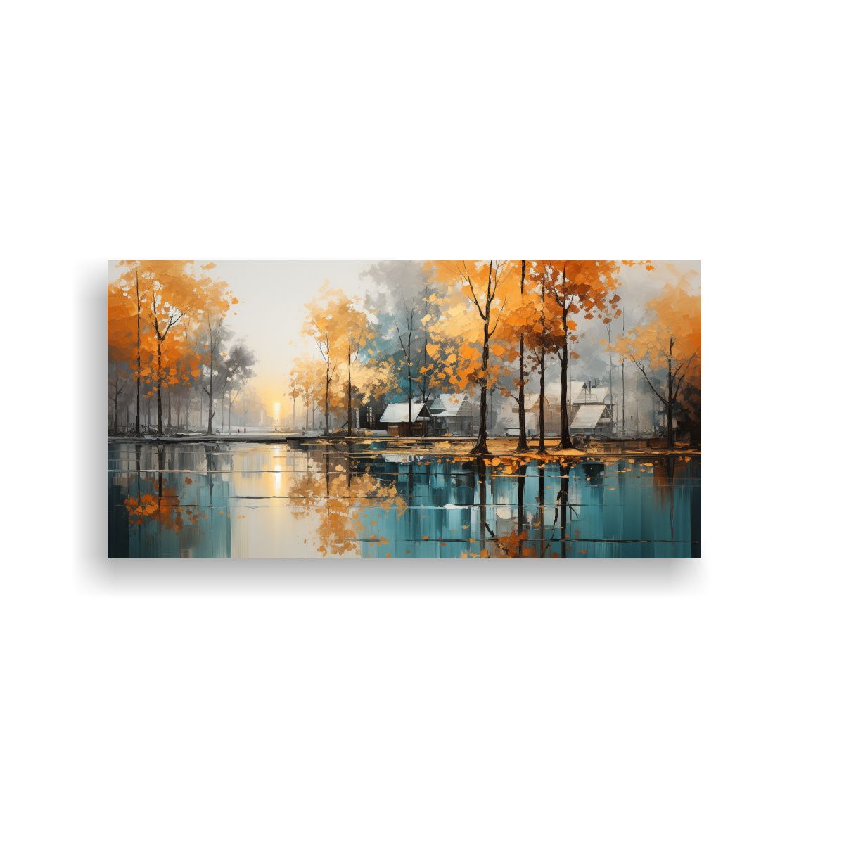 GENERICO - Pintura Abstracta De árboles En Plata Y Oro Con Composició 160x80cm.