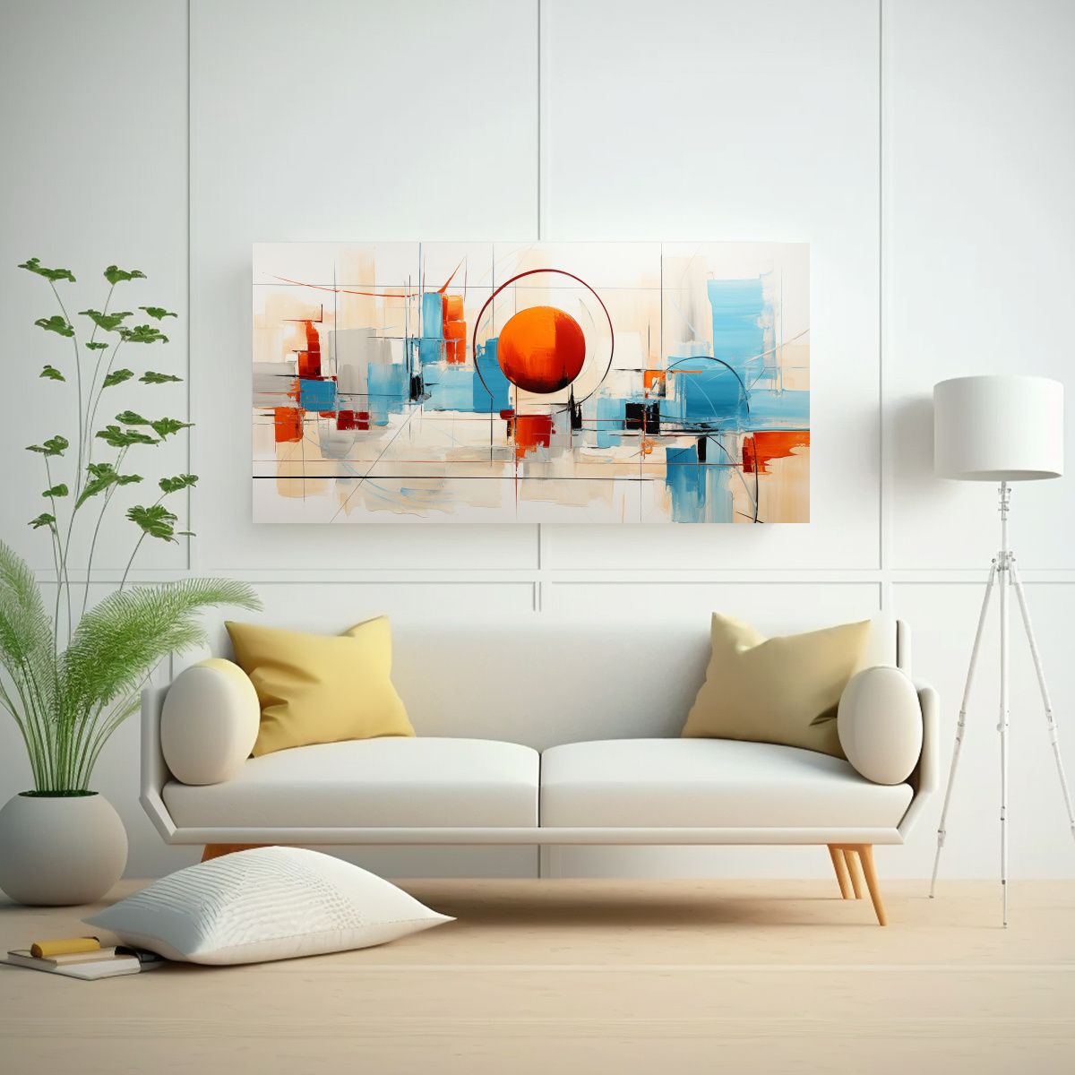 GENERICO - Pintura Decorativa Estilo Jan Munro Abstracta En Lienzo Subl 160x80cm