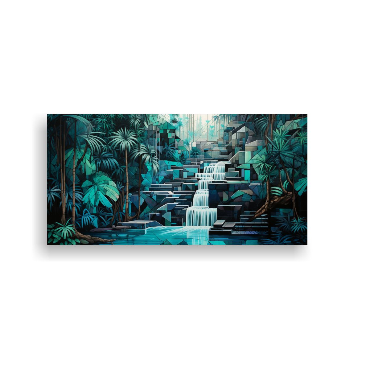 GENERICO - Pintura De Diseño Luminoso En Lienzo Con Geometrías Cascad 160x80cm