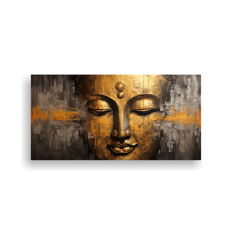 GENERICO - Cuadro De Abstracción De Relieve Con Rostro De Buda En Esti 160x80cm