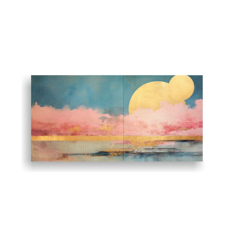GENERICO - Lienzo Dibujo Elegante Con Acuarela Rosa, Turquesa Y Dorada  160x80cm