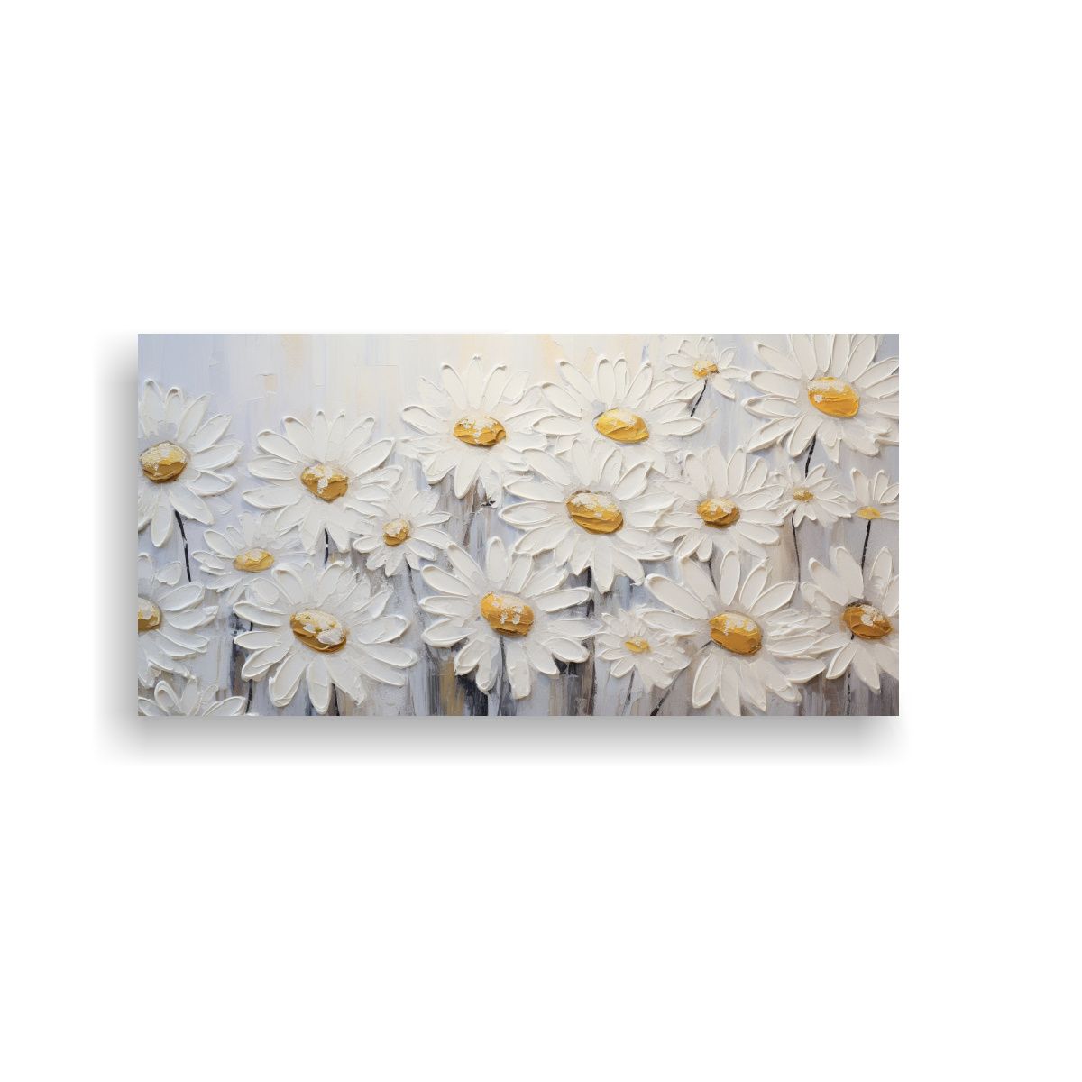 GENERICO - Cuadro De Girasoles Blancos Impresionante En Lienzo Al Estil 160x80cm