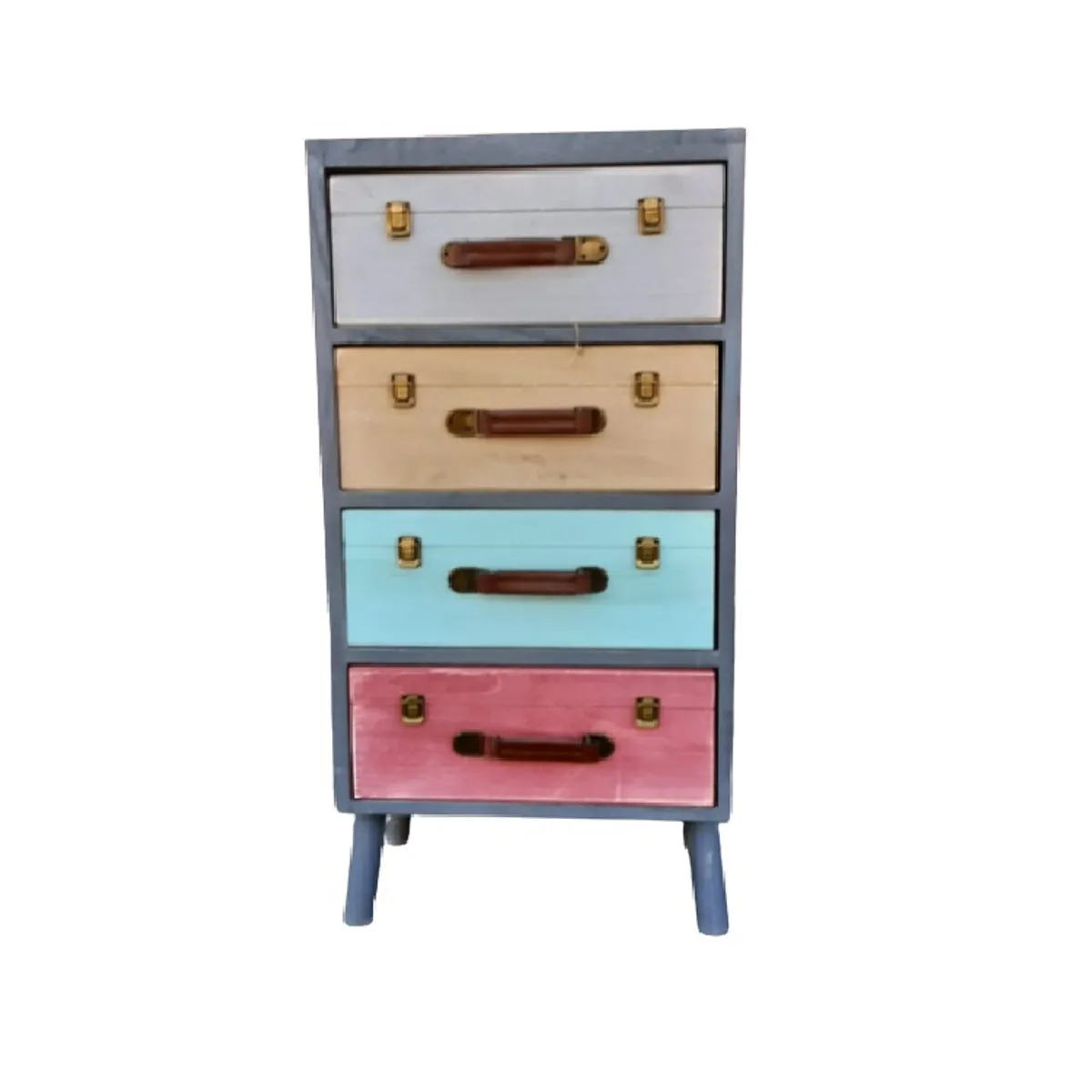 INTERACTIVE STORE - Velador / cajonera maletas 4 cajones colores