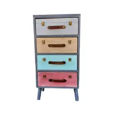 INTERACTIVE STORE - Velador / cajonera maletas 4 cajones colores