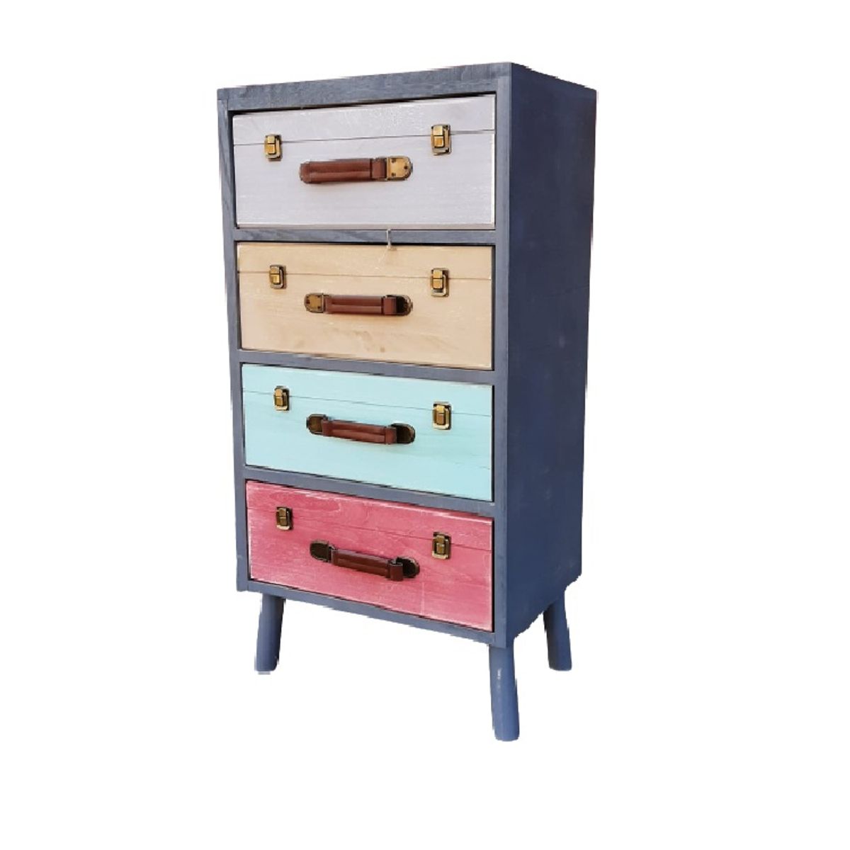 INTERACTIVE STORE - Velador / cajonera maletas 4 cajones colores