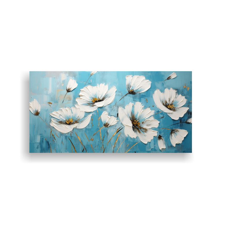 GENERICO - Lienzo De Tela Horizontal Mural Con Pintura De Flores Turque 160x80cm