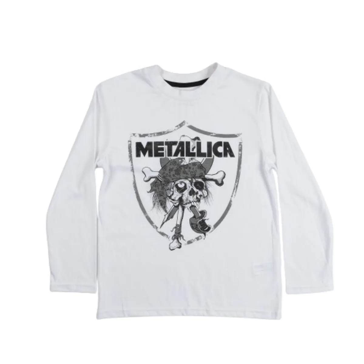 METALLICA - Polera Manga Larga Niño Calavera Blanco Metallica