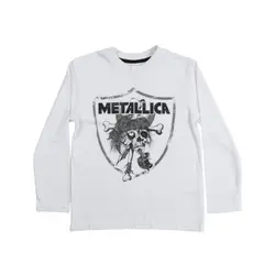 METALLICA - Polera Manga Larga Niño Calavera Blanco