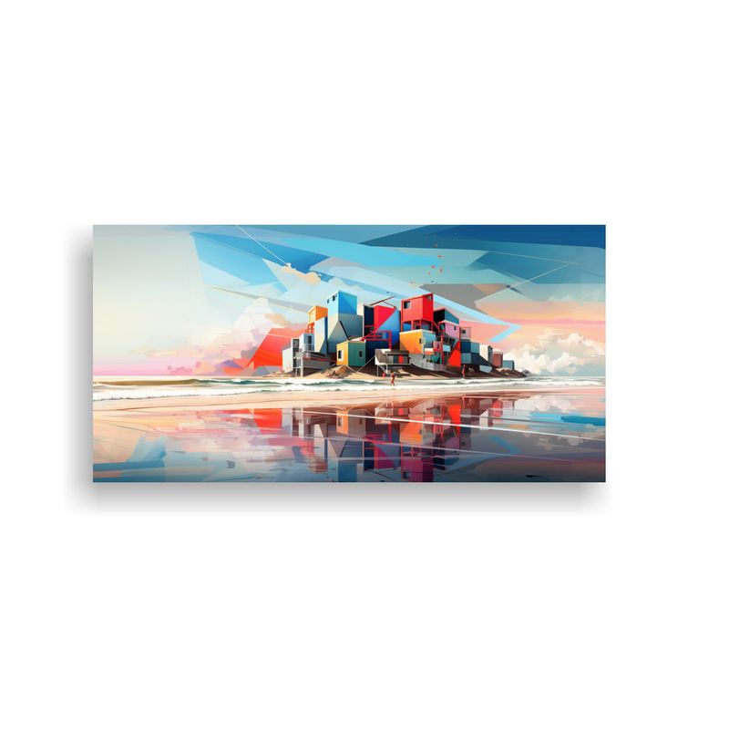 GENERICO - Cuadro De Playa Abstracto En Tonos Alegres Arte De Pared 160x80cm