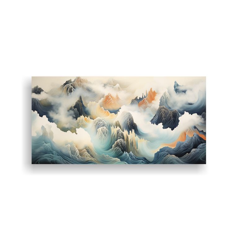 GENERICO - Cuadros Decorativos Abstractos Con Cimas De Montañas En Lí 160x80cm