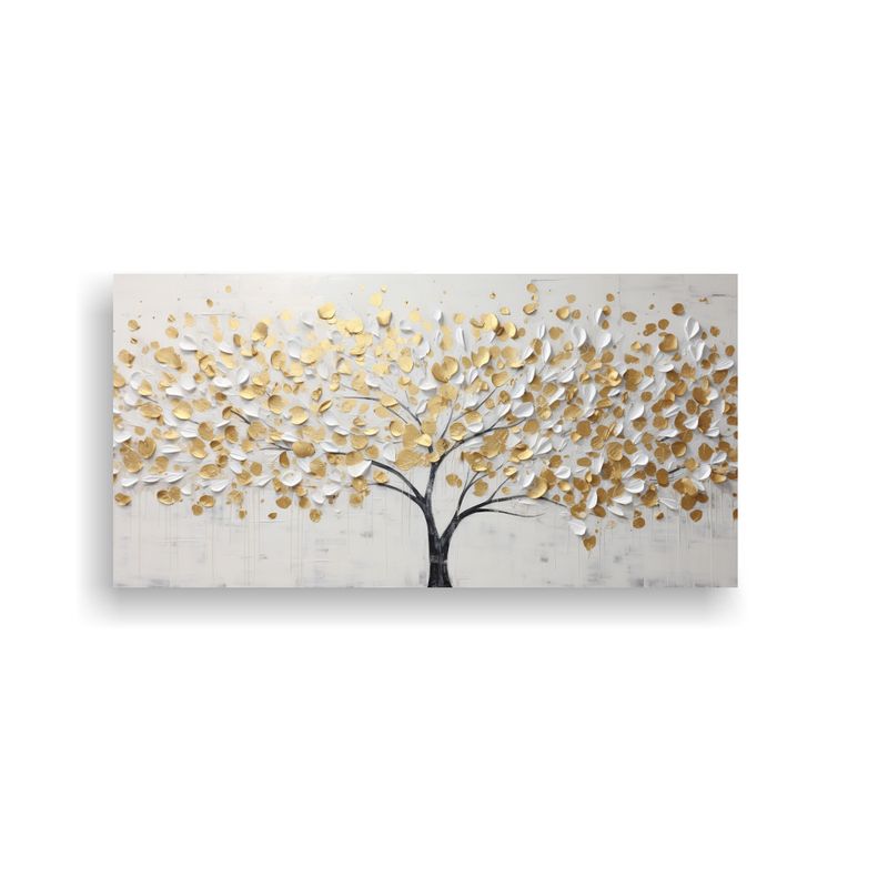 GENERICO - Cuadro Decorativo Horizontal Del árbol En Blanco Y Amarillo 80x40cm