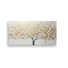 GENERICO - Cuadro Decorativo Horizontal Del árbol En Blanco Y Amarillo 80x40cm