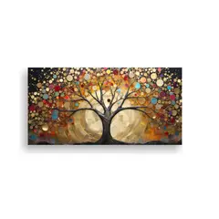GENERICO - Cuadro Decorativo De árbol Dorado Y Arcoíris En Bastidor P 60x30cm