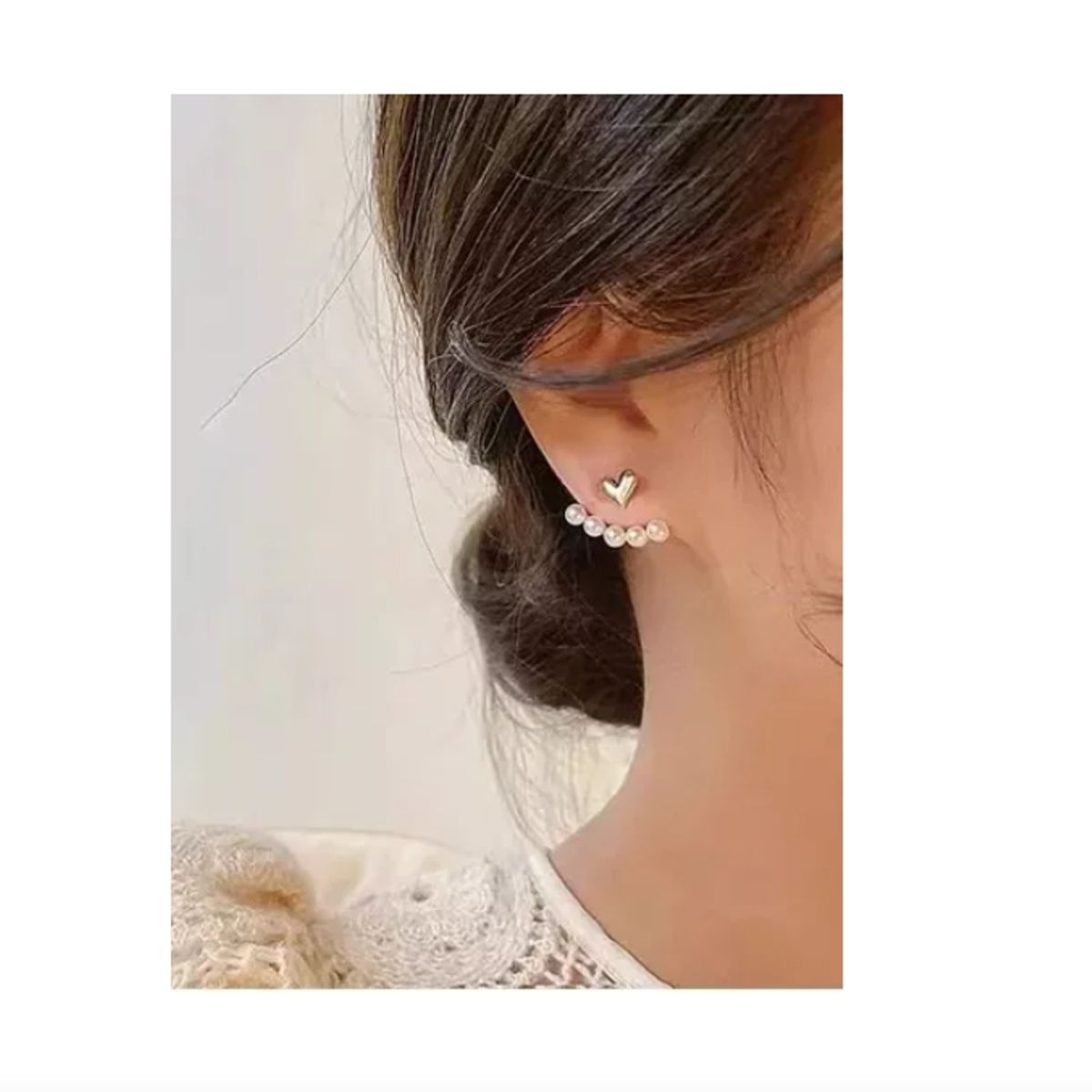 GENERICO - Aros Aretes Zarcillos Pendientes De Corazón Y Perlas Mujer