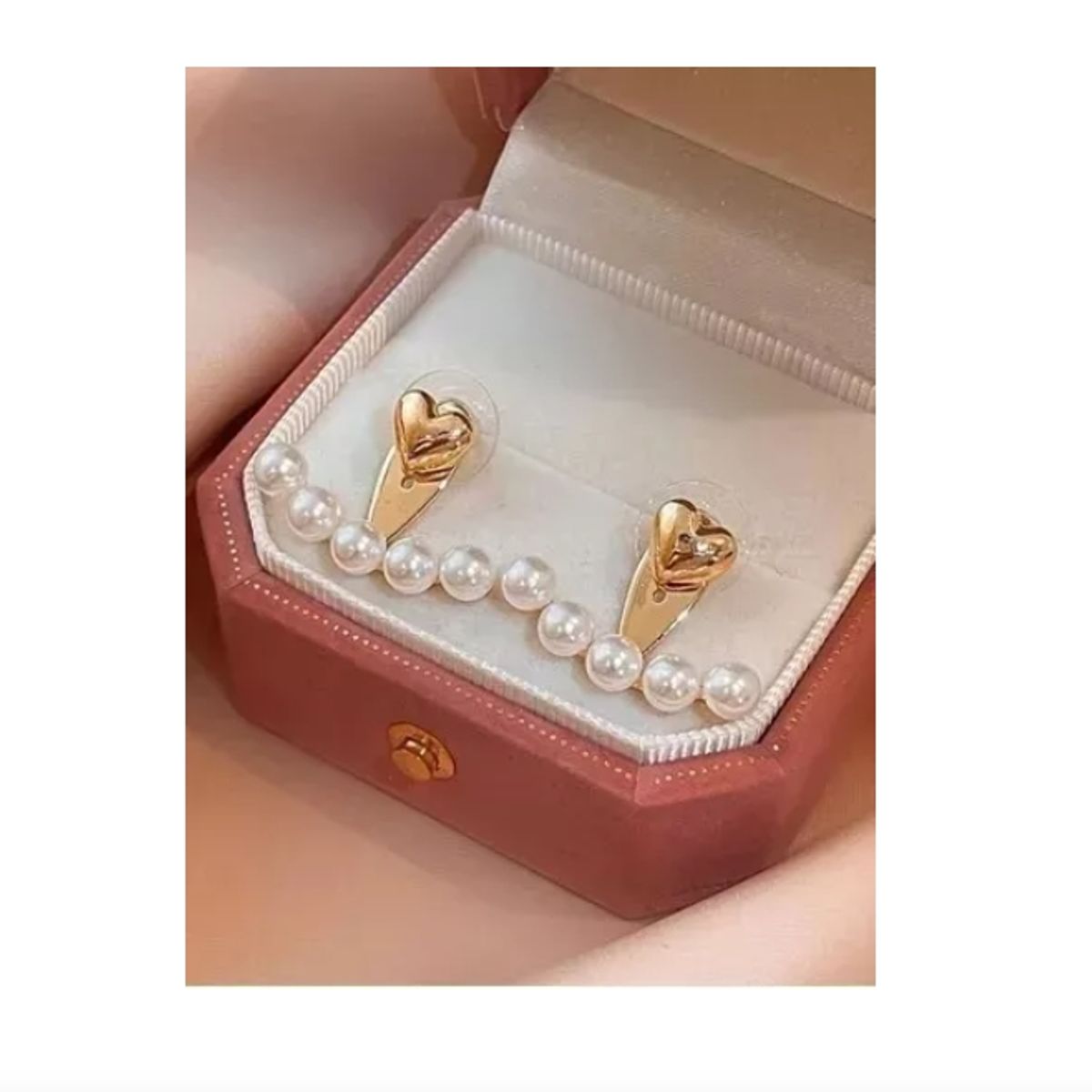 GENERICO - Aros Aretes Zarcillos Pendientes De Corazón Y Perlas Mujer