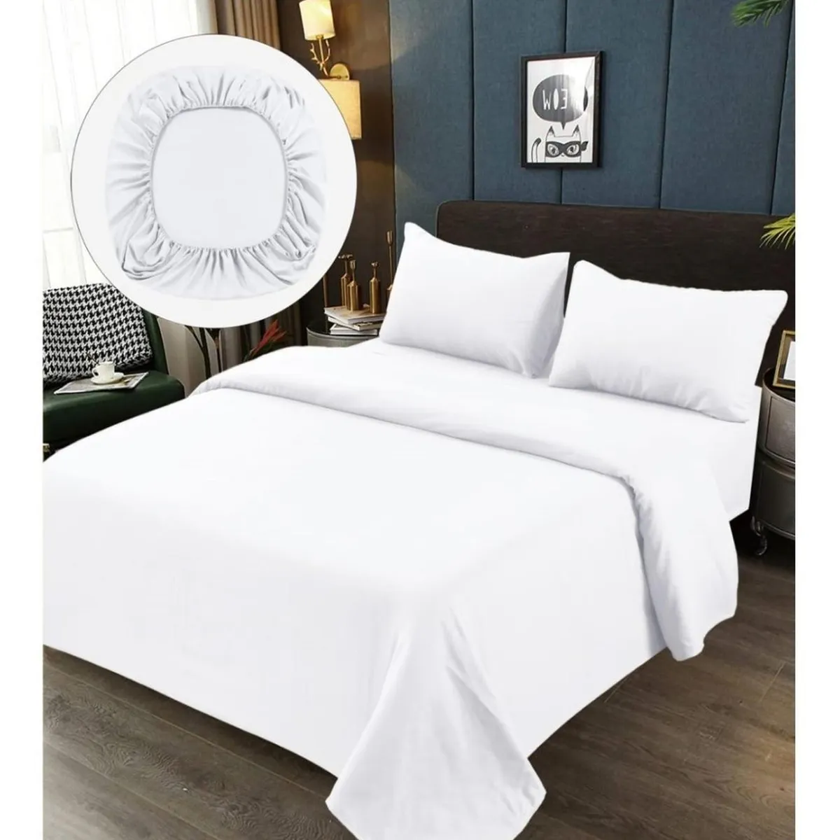 GENERICO - Sabanas Premium 100% Algodón 2.5 Plazas - Blanco - King