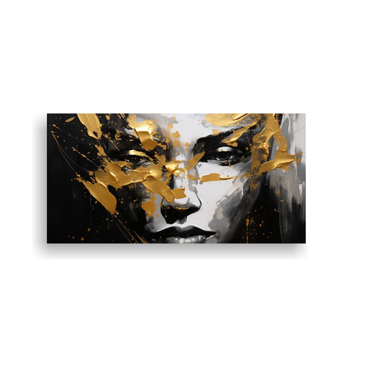 GENERICO - Cuadro Abstracto Perspectiva Contornos Faciales Y Salpicadur 160x80cm