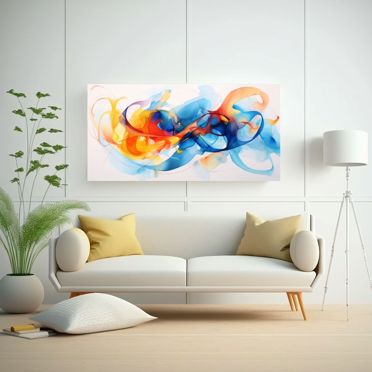 GENERICO - Lienzo Movimiento Obra Maestra: Pintura Abstracta De Acuarel 160x80cm