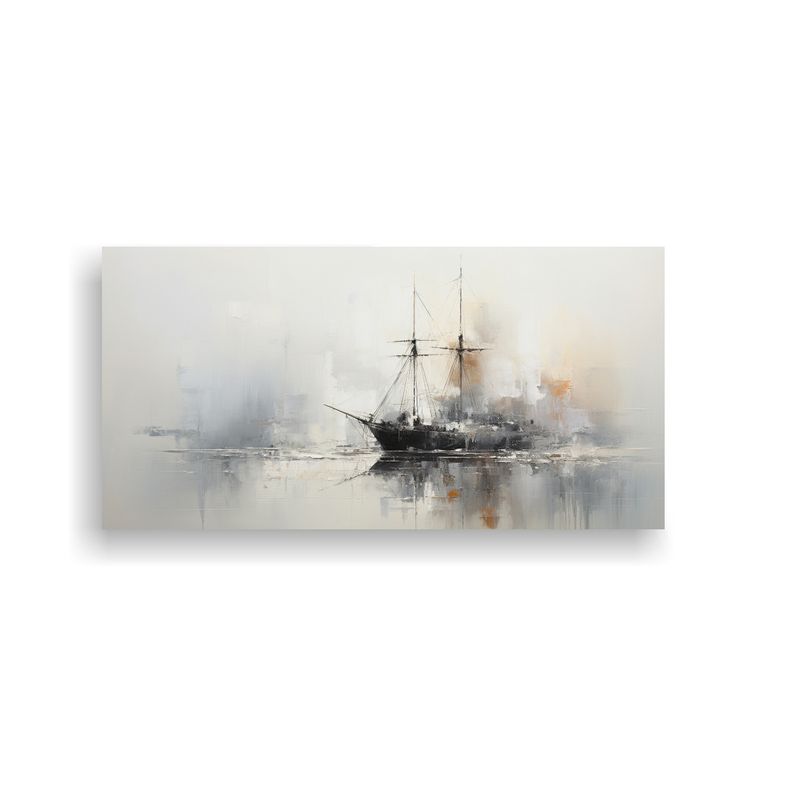 GENERICO - Cuadro Equilibrio Visual De Barco En Blanco Y Negro 160x80cm
