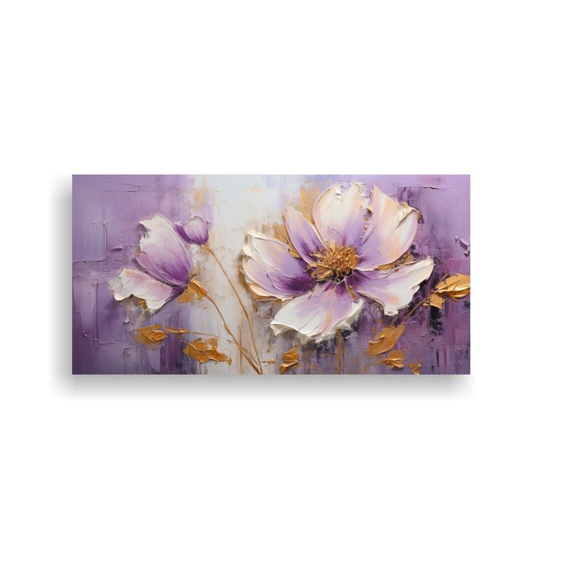 GENERICO - Cuadro Decorativo De Flores Moradas En Lienzo Estilo Impresi 160x80cm