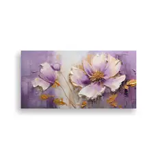 GENERICO - Cuadro Decorativo De Flores Moradas En Lienzo Estilo Impresi 160x80cm