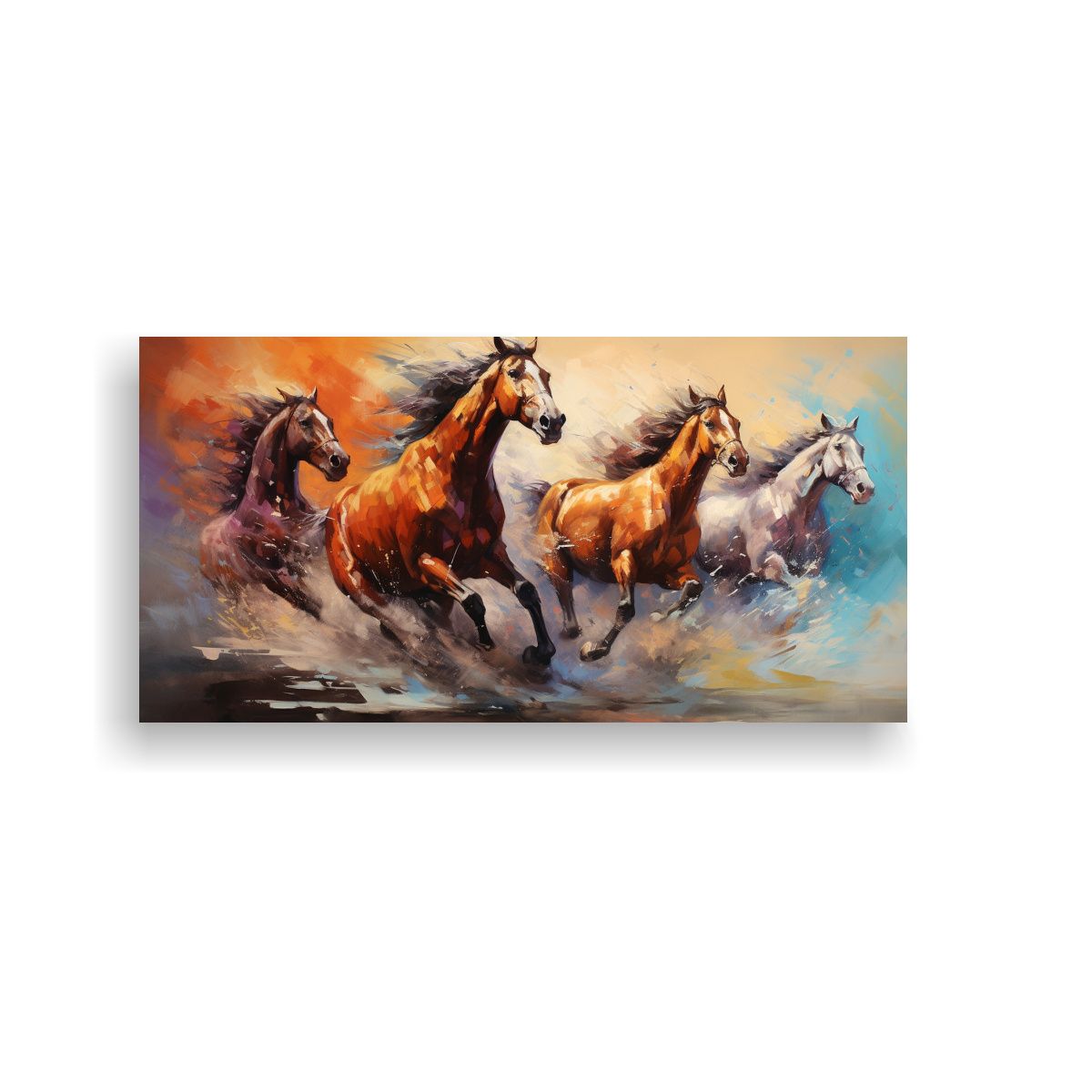GENERICO - Pinturas Caballos Abstractos En Movimiento De Composición 160x80cm