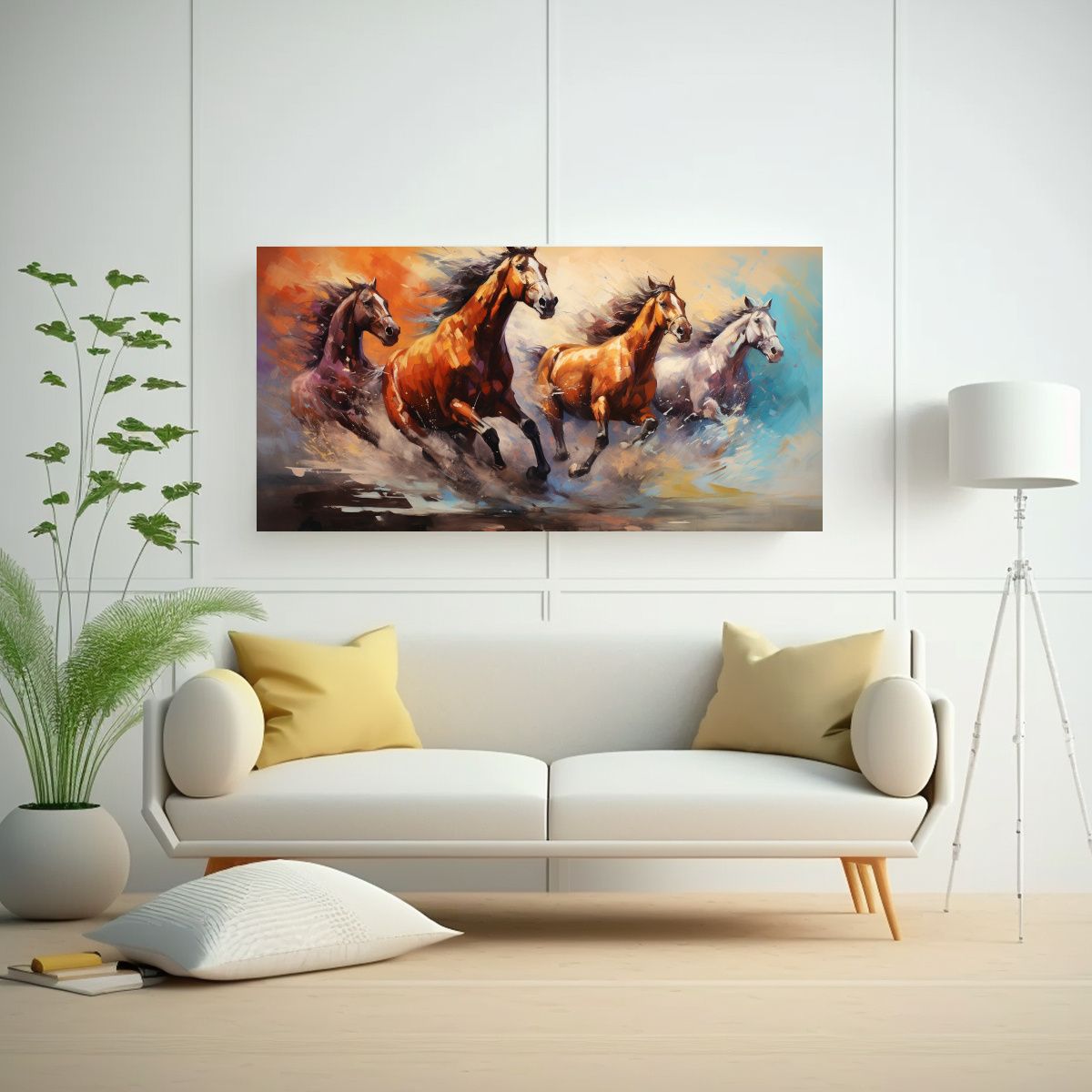 GENERICO - Pinturas Caballos Abstractos En Movimiento De Composición 160x80cm