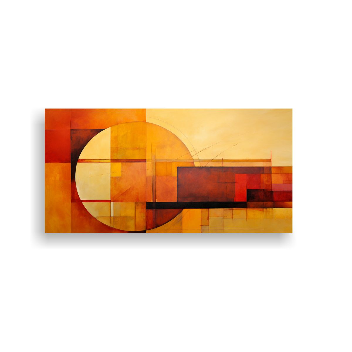 GENERICO - Pinturas Decorativas De Geometría Abstracta En Tonos Naranj 160x80cm