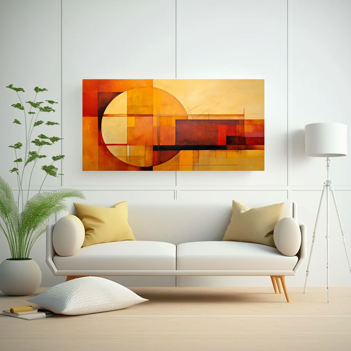 GENERICO - Pinturas Decorativas De Geometría Abstracta En Tonos Naranj 160x80cm
