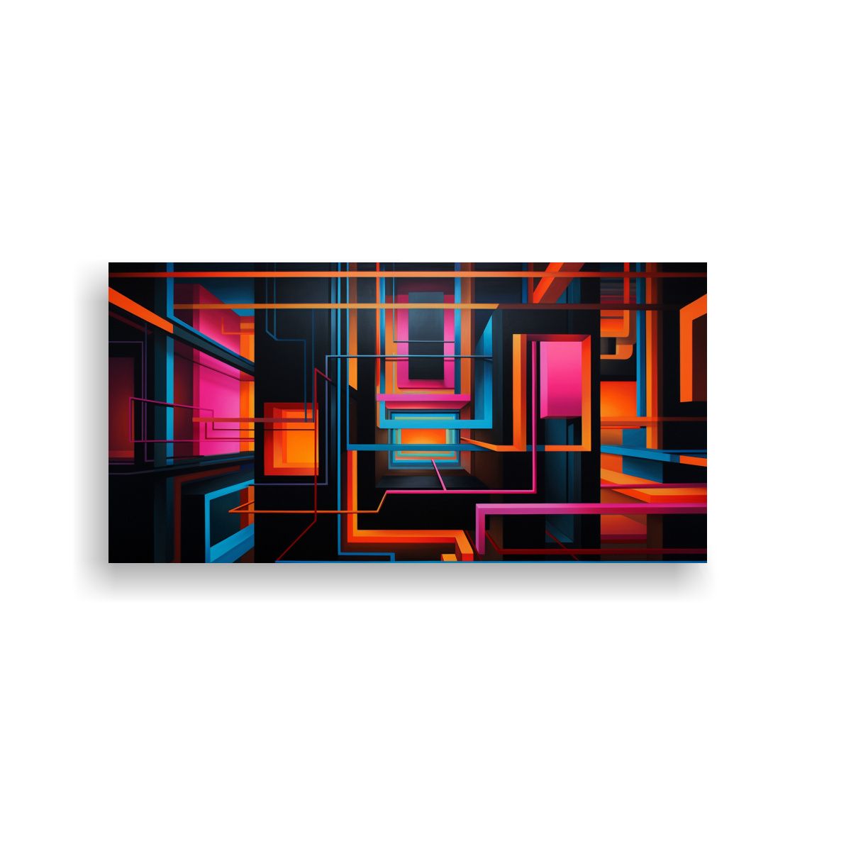 GENERICO - Pintura Abstracta Geométrica Intensa Y Llamativa Con Detall 160x80cm.