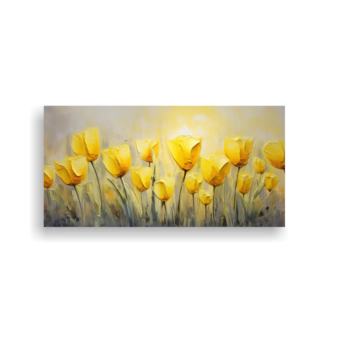 GENERICO - Pintura En Lienzo Estilo Decorativo Con Tulipanes Amarillos  80x40cm