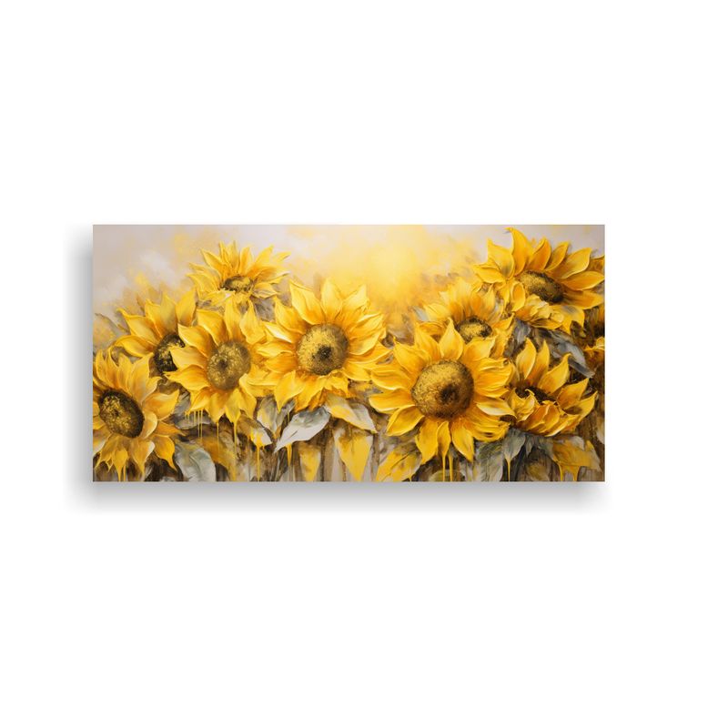 GENERICO - Pintura En Lienzo De Girasoles Amarillos En Estilo Decorativ 160x80cm