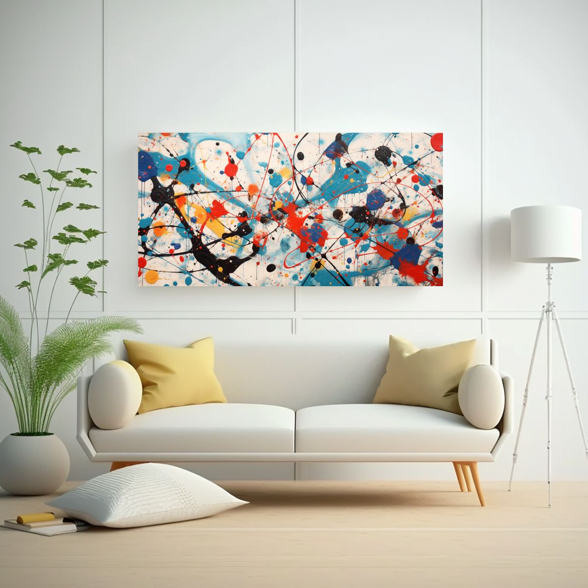 GENERICO - Pintura Abstracta En Estilo De Jackson Pollock Con Colores F 160x80cm