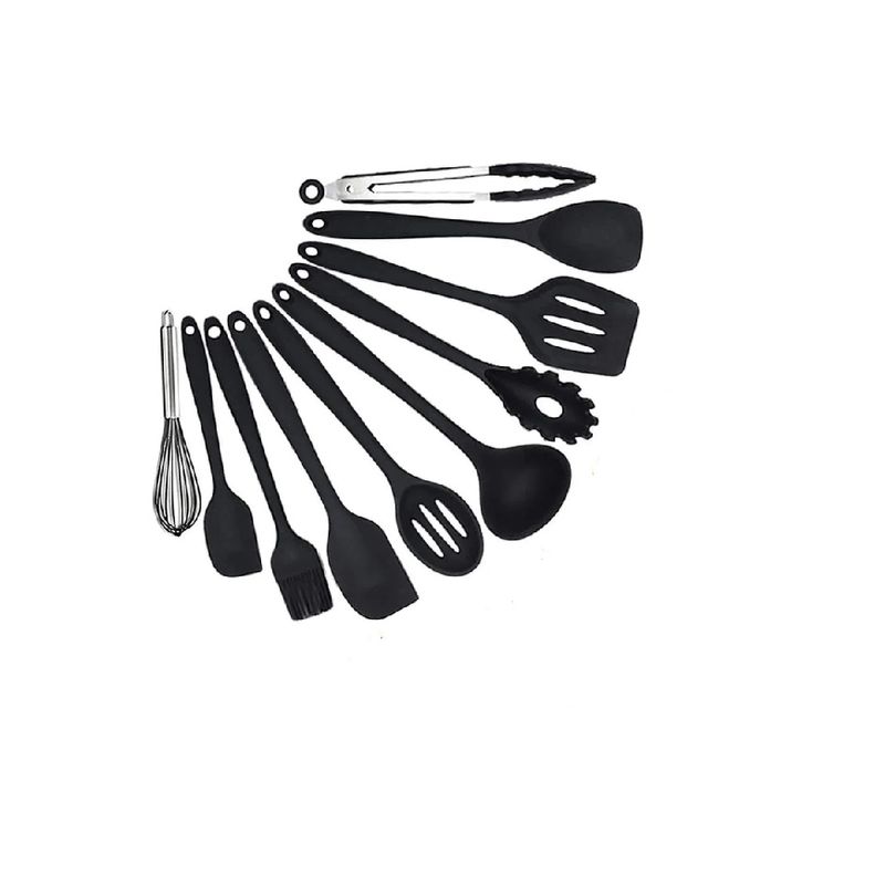 GENERICO - Utensilios De Cocina De Silicona Antiadherente Black, 10 Pzs