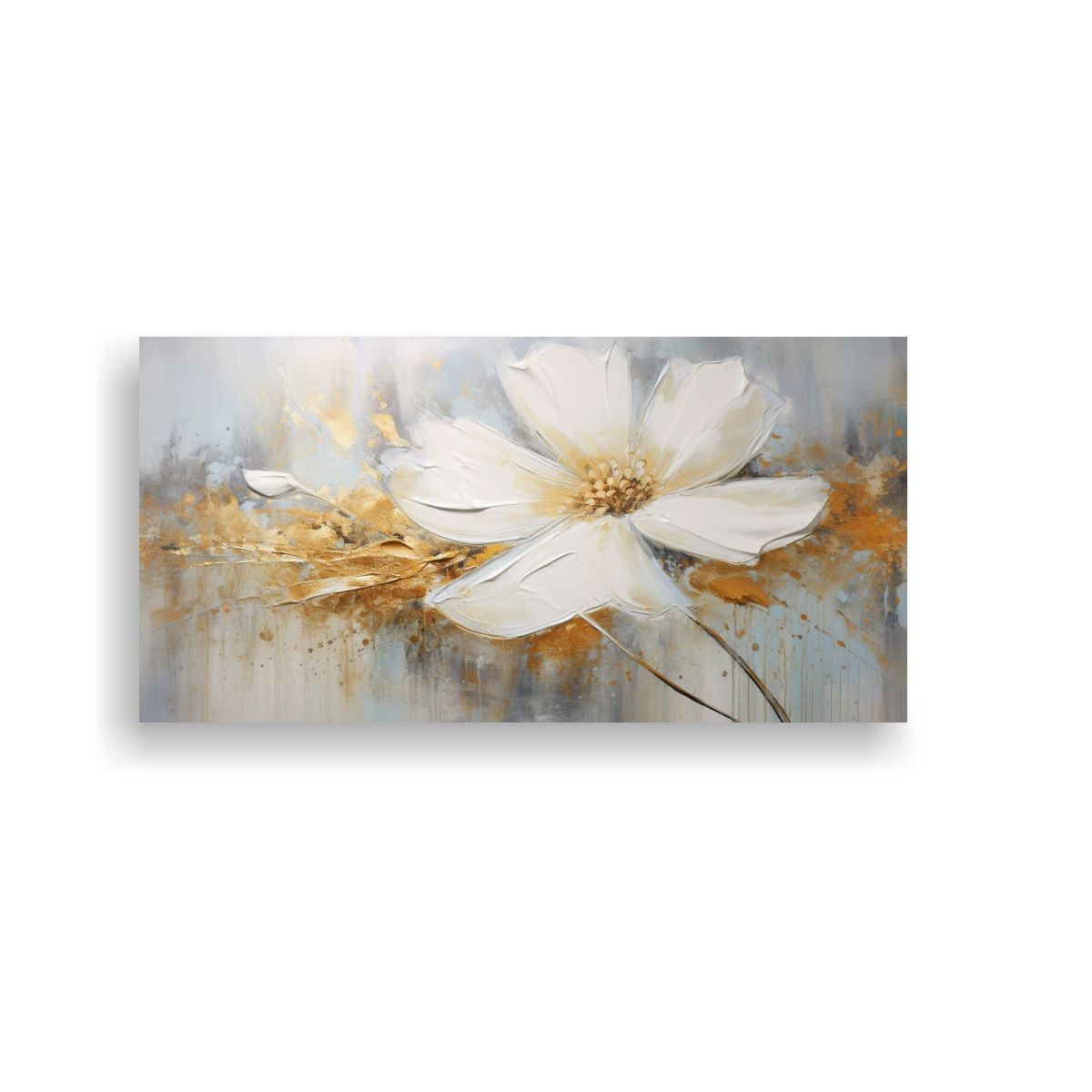 GENERICO - Pintura En Bastidor De Flores Doradas En Estilo Actual Para  160x80cm