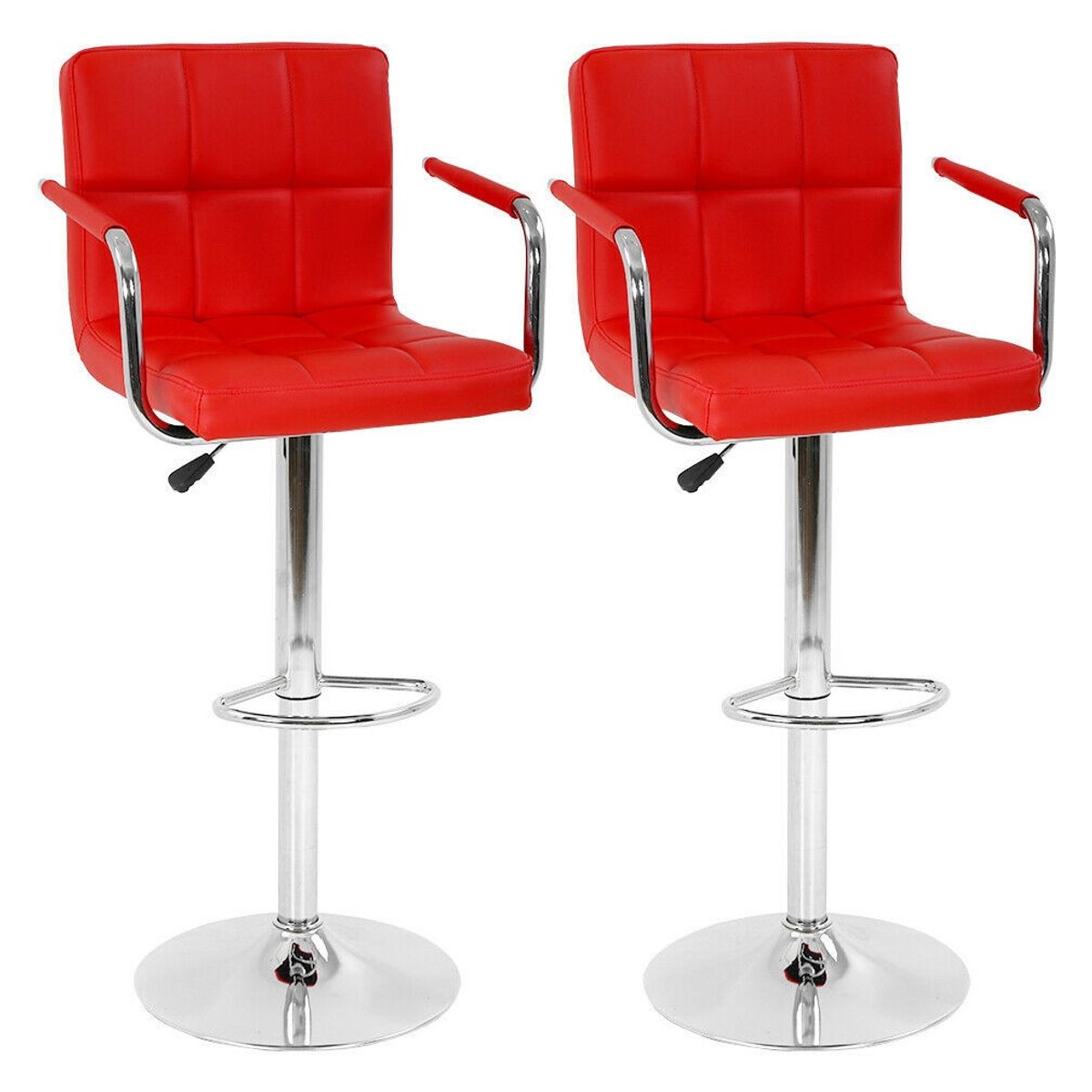 ARTIHOGAR - Pack Sillas Bar  Milan Taburete Ecocuero con Apoyabrazo color Rojo