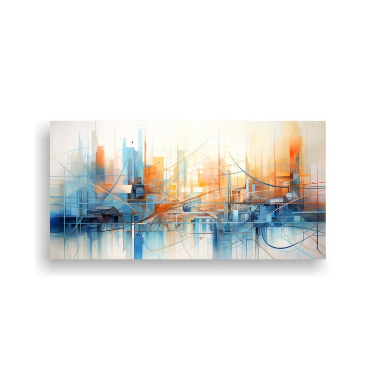 GENERICO - Pintura Abstracta Inspirada En Una Escena Urbana En La Ciuda 160x80cm