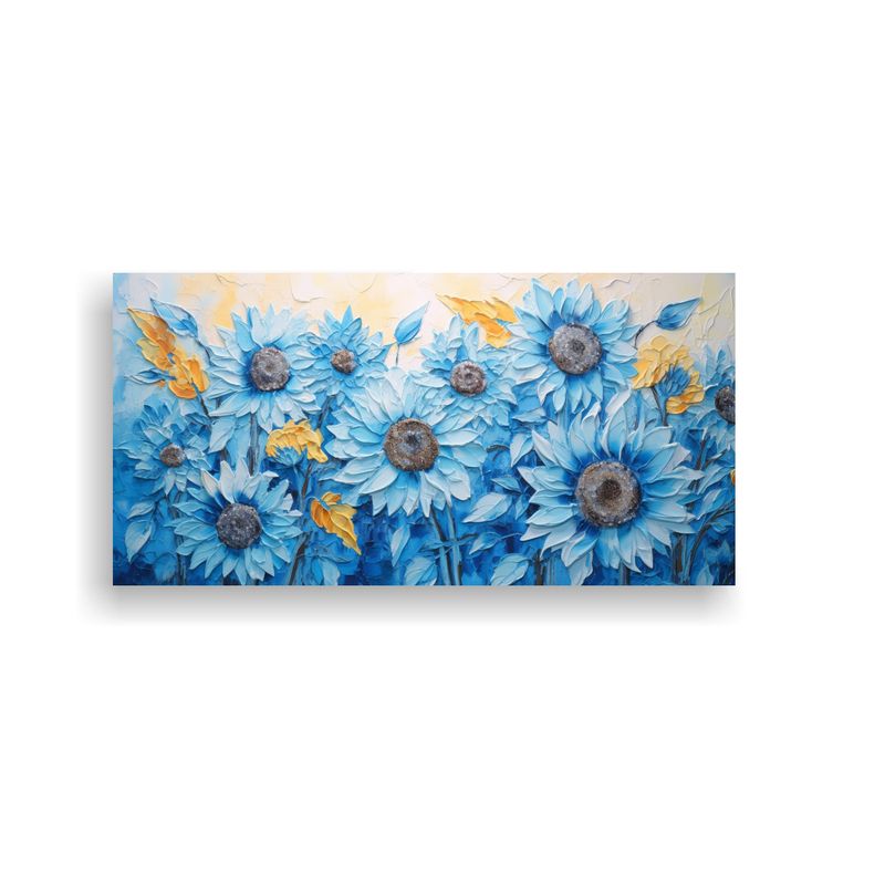 GENERICO - Cuadro Creativa De Girasoles Azules En Lienzo Estilo Decorat 160x80cm